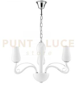 Lampadario angel bianco e cromo 3 luci attacco e14 64x115cm vetro s