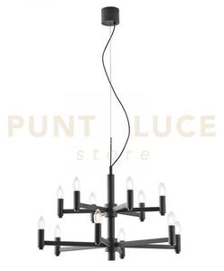 Lampadario karol grigio 12 luci attacco e14 72x120cm in metallo