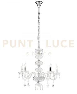 Lampadario incanto cromo 5 luci attacco e14 69x154cm in vetro crist