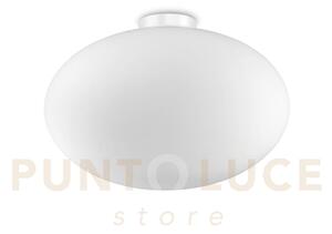 Candy plafoniera 1 luce attacco e27 d.40cm in metalloe vetro bianco