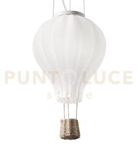 Dream big lampadario mongolfiera in vetro soffiato bianco e corda 1