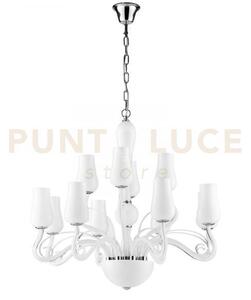 Lampadario angel bianco e cromo 12 luci attacco e14 80x140cm vetro 