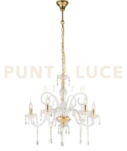 Lampadario monalisa oro e trasparente 5 luci attacco e14 70x145cm