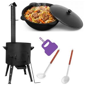 Uchag Ø49, 2 mm, in acciaio, con tubo di scarico da 22 litri, griglia per Kazan, mestolo, mestolo da minestra, Utschak, Utschag, Kazan, cucina da campo, cucina all'aperto, fornello per stufati, fornello da campo