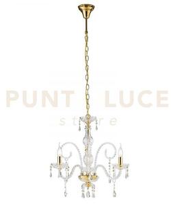 Lampadario monalisa oro e trasparente 3 luci attacco e14 53x145cm