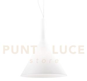 Cocktail sospensione in metallo color bianco 1 luce attacco e27 d.35cm