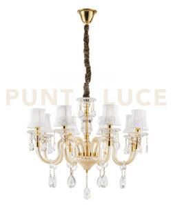 Lampadario monet oro 8 luci attacco e14 73x128cm in vetro e cristal