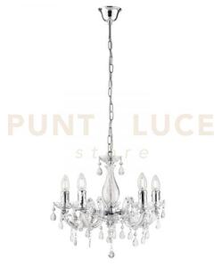 Lampadario houston trasparente 5 luci attacco e14 44x120cm