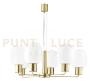 Lampadario fellini oro 6 luci attacco e27 98x150cm in vetro