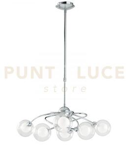 Lampadario blog cromo 6 luci attacco g9 66x111cm diffusore sferico 