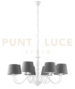 Lampadario favolabianco e grigio 8 luci attacco e14 79,3x122,5cm in