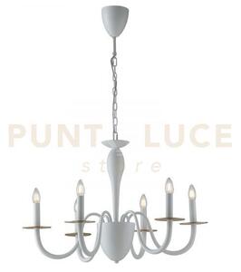 Lampadario armstrong bianco e oro 6 luci attacco e14 78x150cm in me