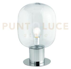 Lume fellini cromo 1 luce attacco e27 30x30x47cm in vetro trasparente