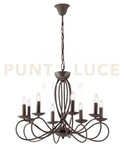 Lampadario ginevra corten 8 luci attacco e14 70x120cm con candelier