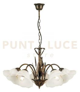 Lampadario byron ruggine 5 luci attacco e27 64x100cm in metallo dec