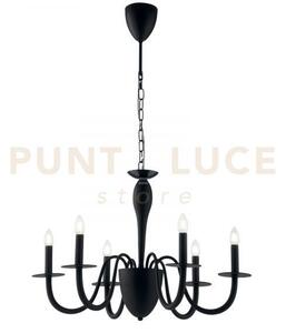 Lampadario armstrong nero 6 luci attacco e14 78x150cm in metallo