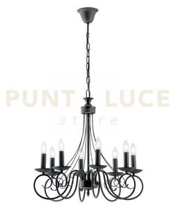 Lampadario beatrice in metallo antracite 8 luci attacco e14 63x120cm
