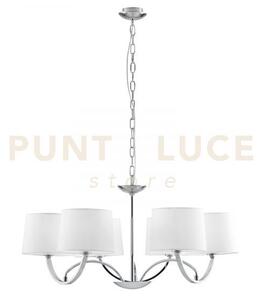 Lampadario astoria cromo e bianco 6 luci attacco e27 82x120cm
