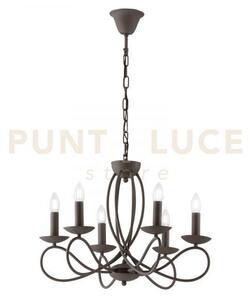 Lampadario ginevra corten 6 luci attacco e14 56x120cm con candelier