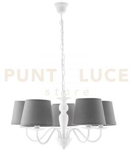 Lampadario favola bianco e grigio 5 luci attacco e14 56x100cm in me
