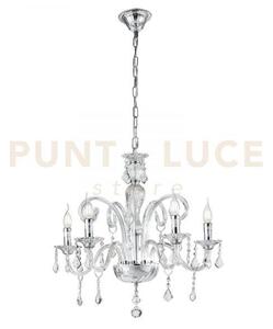 Lampadario cristallo trasparente 5 luci attacco e14 66x135cm