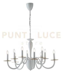 Lampadario armstrong bianco e oro 10 luci attacco e14 92x150cm in m