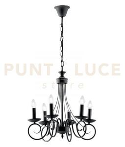 Lampadario beatrice in metallo antracite 6 luci attacco e14 50x120cm