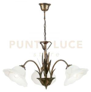 Lampadario byron ruggine 3 luci attacco e27 64x100cm in metallo dec