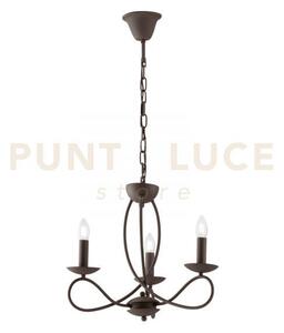 Lampadario ginevra corten 3 luci attacco e14 48x120cm con candelier