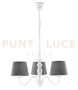 Lampadario favola bianco e grigio 3 luci attacco e14 56x100cm in me