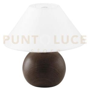 Lumetto rovere legno rovere con paralume bianco 1 luce attacco e14 