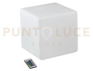 Lume da giardino geco cubo bianco 1 luce attacco e27 ip65 30x30x30cm
