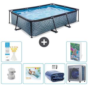 Piscina fuori terra rettangolare - aspetto pietra - 300x200x65 cm - composta da 5 elementi - modello S286