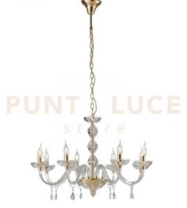 Lampadario riflesso oro 8 luci attacco e14 83x190cm decorato in cri