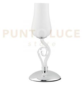 Lumetto angel bianco e cromo 1 luce attacco e14 15x34cm vetro soffiato