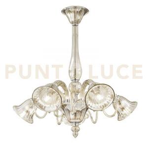 Lampadario poseidon champagne 5 luci attacco e14 72x65cm in vetro s