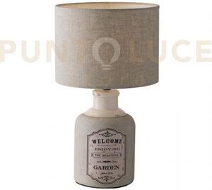Lumetto factory in ceramica e paralume in tessuto grigio 1 luce att