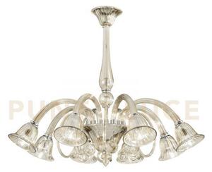 Lampadario poseidon champagne 8 luci attacco e14 93x73cm in vetro s