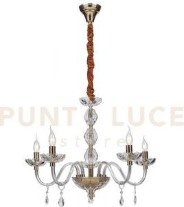 Lampadario riflesso oro 5 luci attacco e14 70x190cm decorato in cri