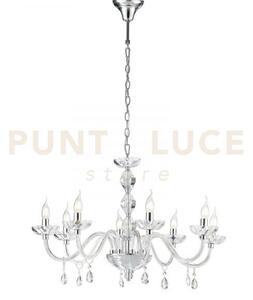 Lampadario riflesso cromo 8 luci attacco e14 83x190cm decorato in c