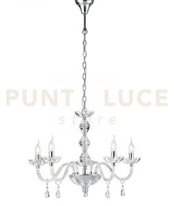 Lampadario riflesso cromo 5 luci attacco e14 70x190cm decorato in c