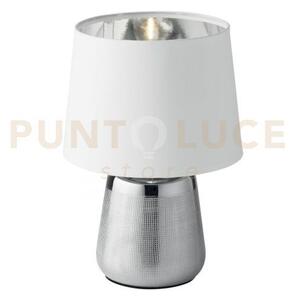 Lumetto ecstasy in ceramica silver e paralume bianco 1 luce attacco