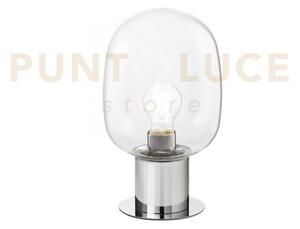 Lumetto fellini cromo 1 luce attacco e27 18x18x30cm in vetro traspa
