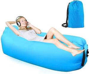 Divano gonfiabile - Sedia gonfiabile per la spiaggia - Relax all'aperto - Poliestere impermeabile - 200 x 70 cm - Blu