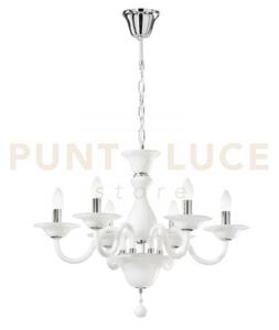 Lampadario soffio bianco e cromo 6 luci attacco e14 66x120cm in vet