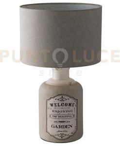 Lume factory in ceramica e paralume in tessuto grigio 1 luce attacc