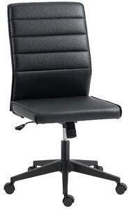 Sedia da Ufficio Ergonomica e Regolabile con Schienale Ricurvo, in Finto cuoio e Acciaio, 58x53x97-107 cm, Nero