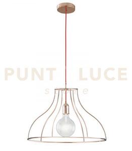 Lampadario a sospensione frida oro rosa e rosso 1 luce attacco e27 