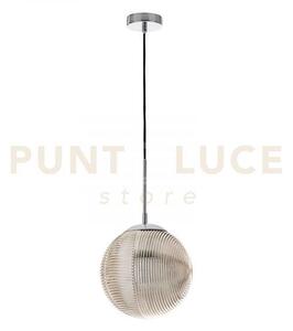 Lampadario a sospensione greenwich sfera cromo e fume' 1 luce attac