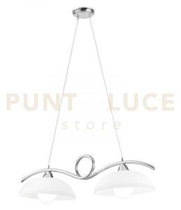 Lampadario a sospensione halley cromo 2 luci attacco e27 76x30x110cm